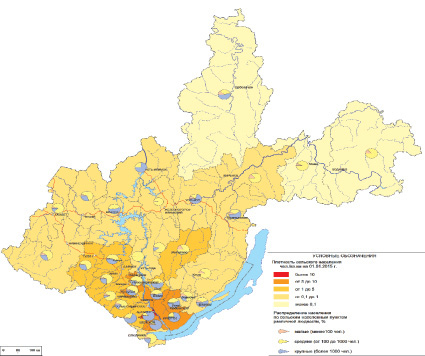 Карта плотности населения иркутской области