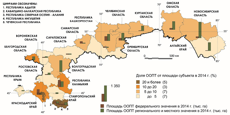 Диаграмма доля площади особо охраняемых территорий в общей площади страны