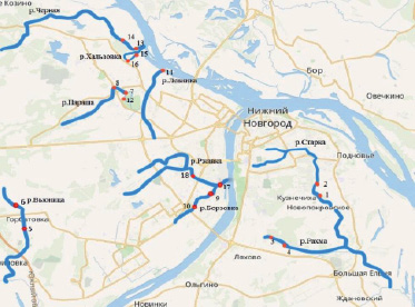 Реки нижнего новгорода на карте